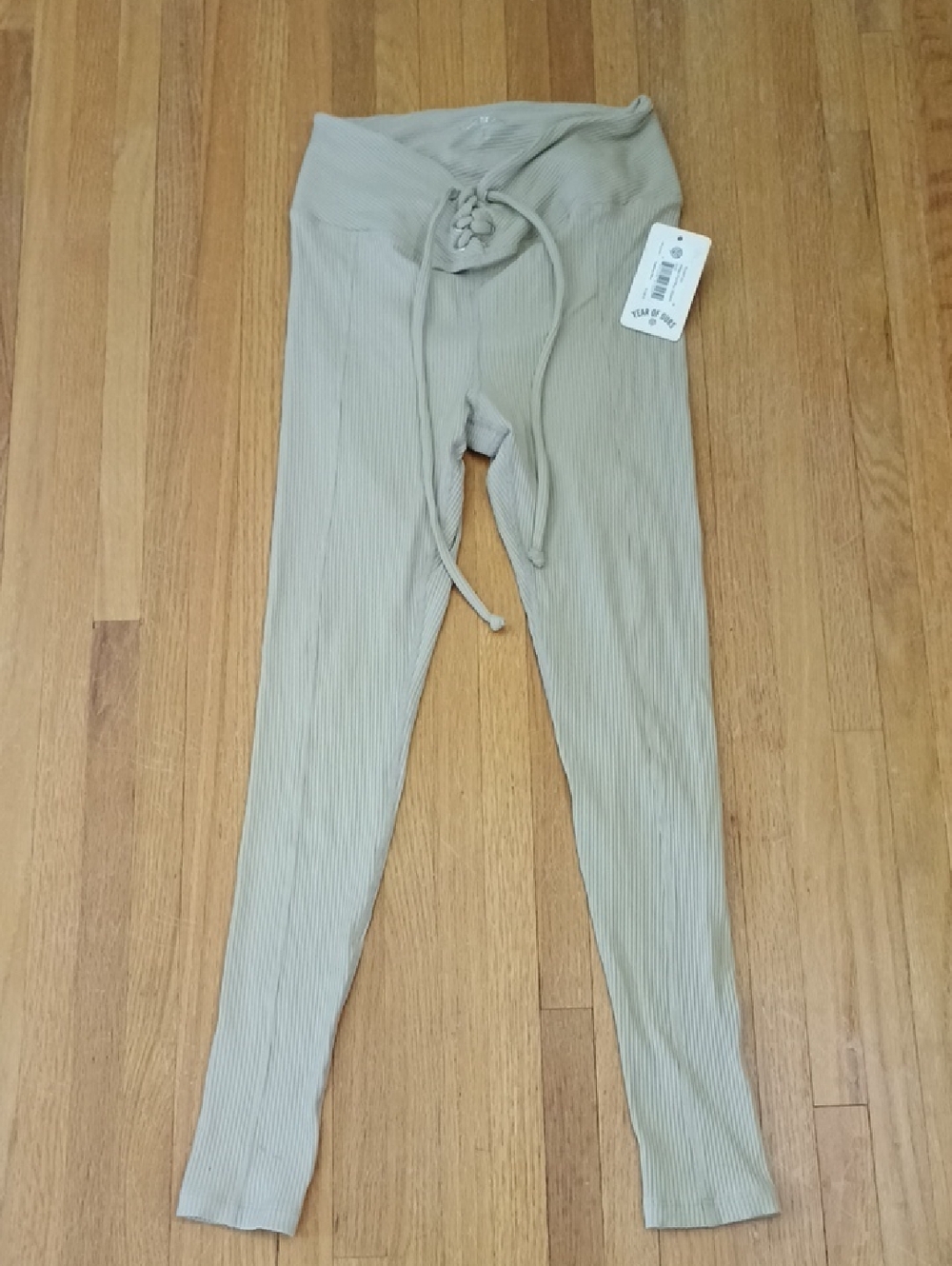 Year of Ours Ribbed Drawstring Leggings - Taupe
